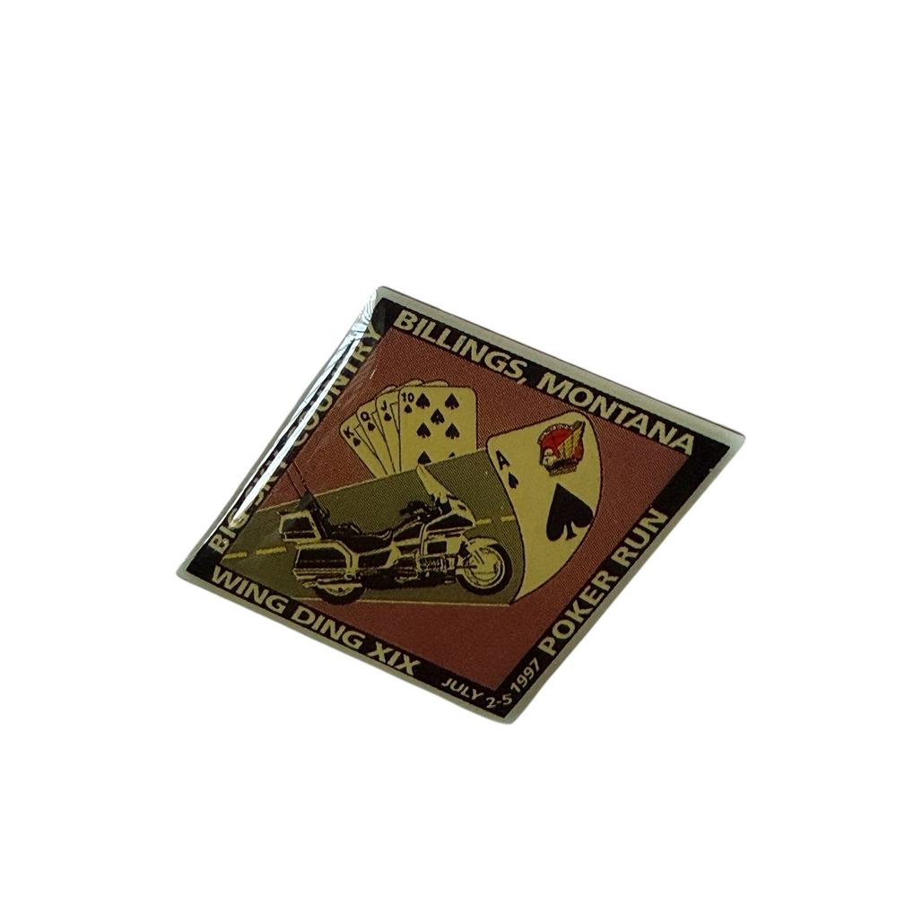 Vintage 1997 Wing Ding XIX Poker Run Pin Billings Montana GWRRA Motorcycle Rally